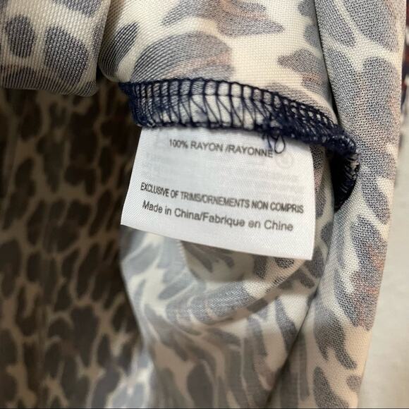 Tory Burch Ruched Leopard Print Bodycon Mini Dress Long Sleeve Womens L Animal - Picture 5 of 8